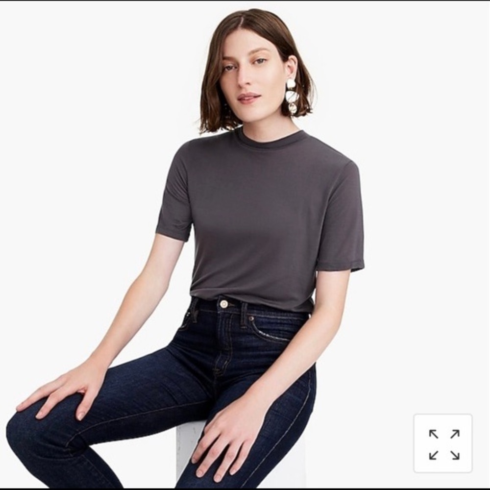 J.Crew Lyocell Mockneck Tee Charcoal